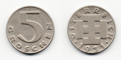 5 грошей 1931 года