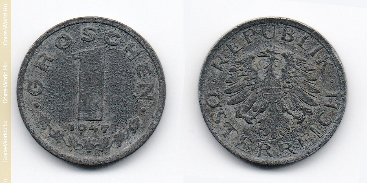 1 groschen 1947 Áustria