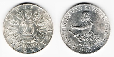 25 schilling 1963, 300th anniversary of the birth of Prince Eugene of Savoy