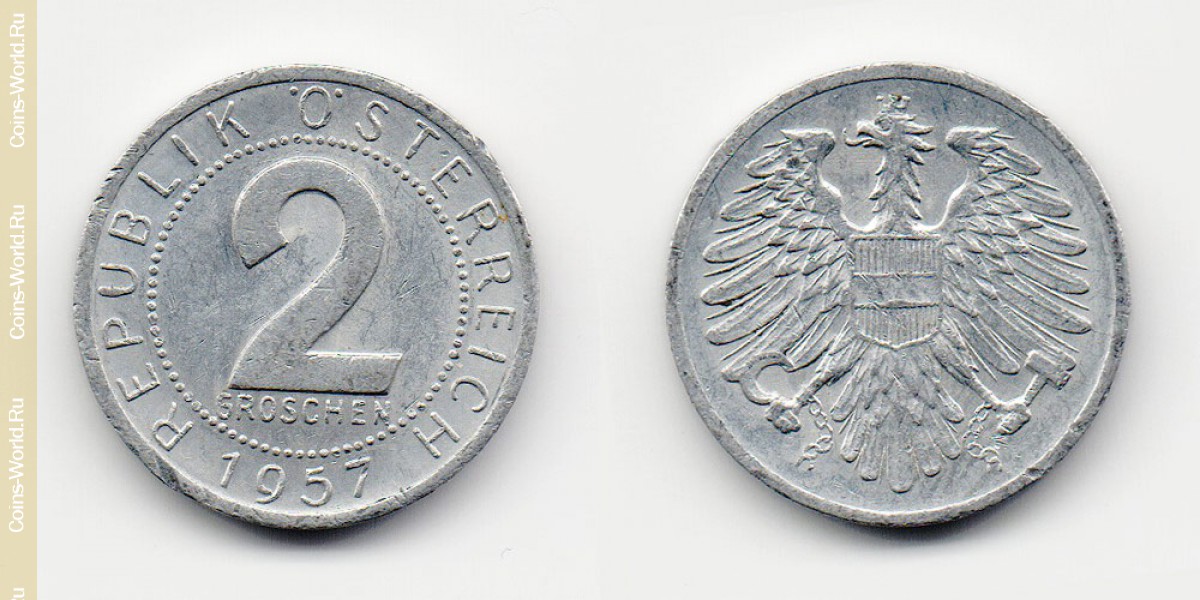 2 groschen 1957, Áustria