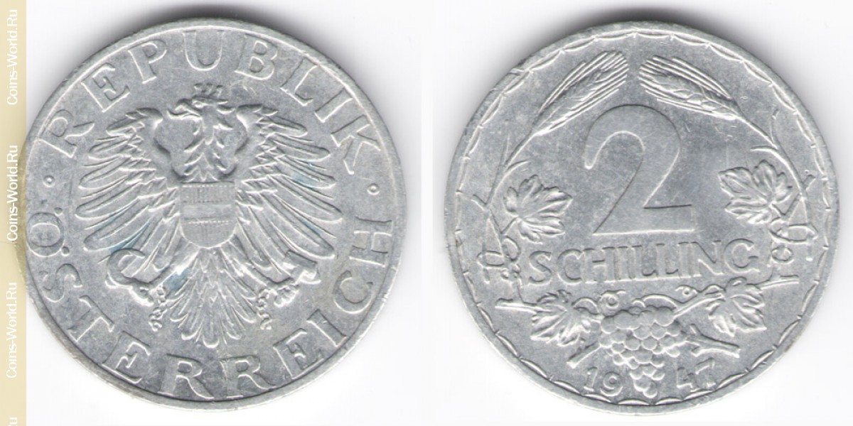 2 schilling 1947, Áustria