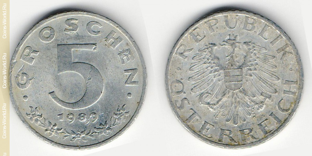 5 groschen 1989, Áustria