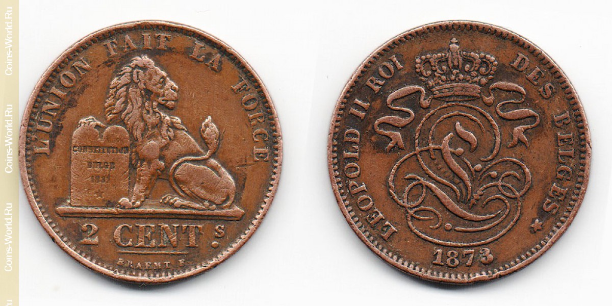 2 centimes 1873 Belgium