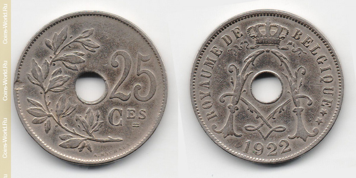 25 centimes 1922 Belgium