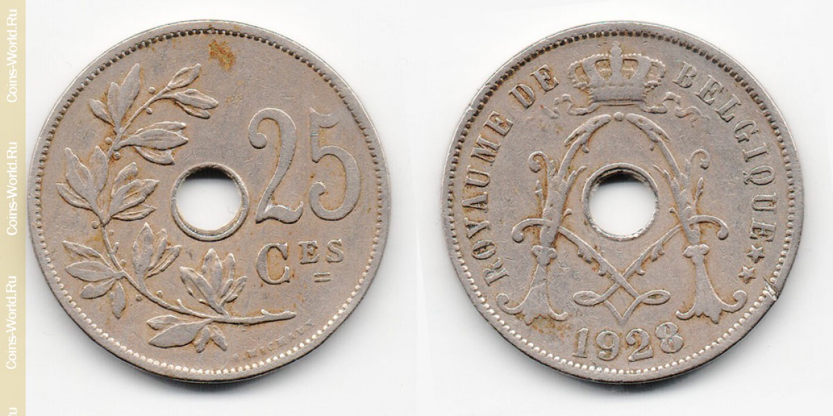 25 céntimos 1928, Bélgica