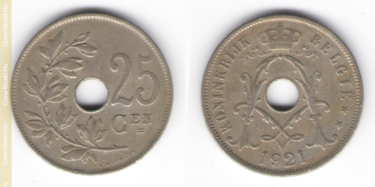 25 céntimos 1921, BELGIE, Bélgica