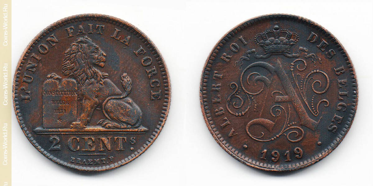 2 cêntimos 1919, Bélgica