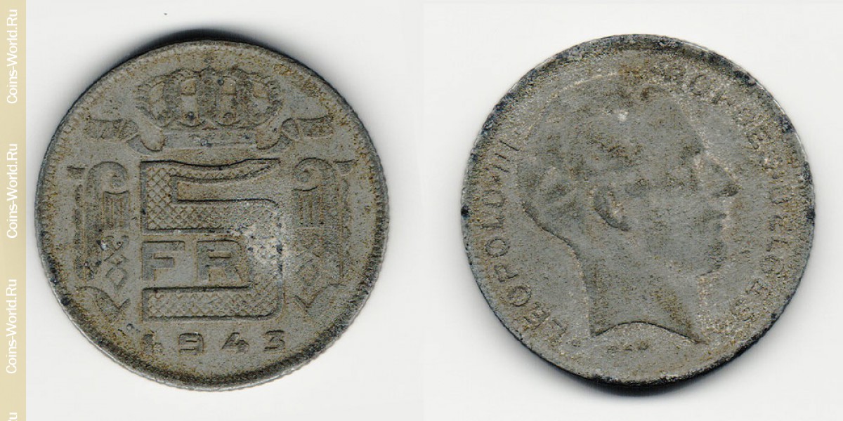 5 francos 1943, Bélgica