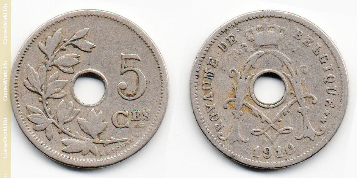 5 céntimos 1910, Bélgica