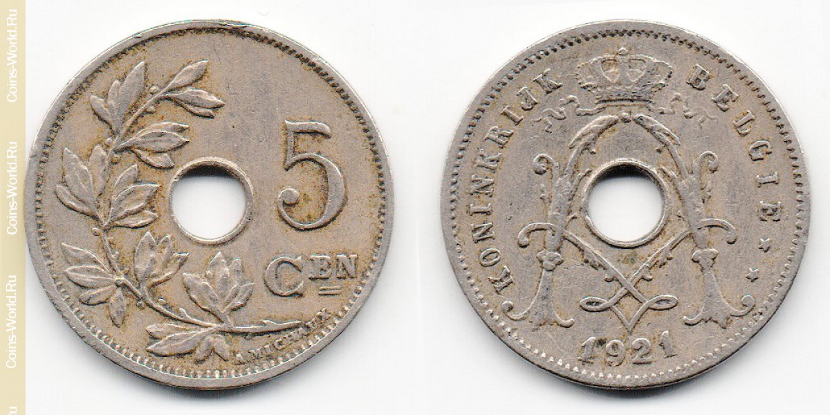 5 Centimes 1921 Belgien