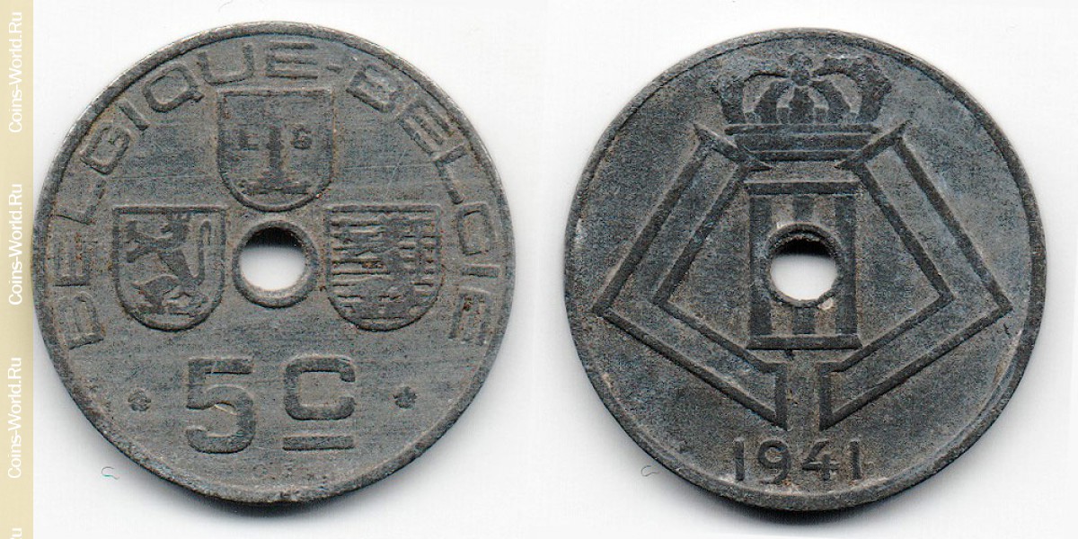 5 Centimes 1941 Belgien