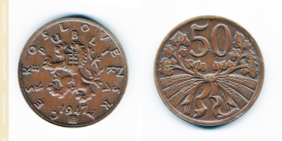 50 hellers 1947, República Checa