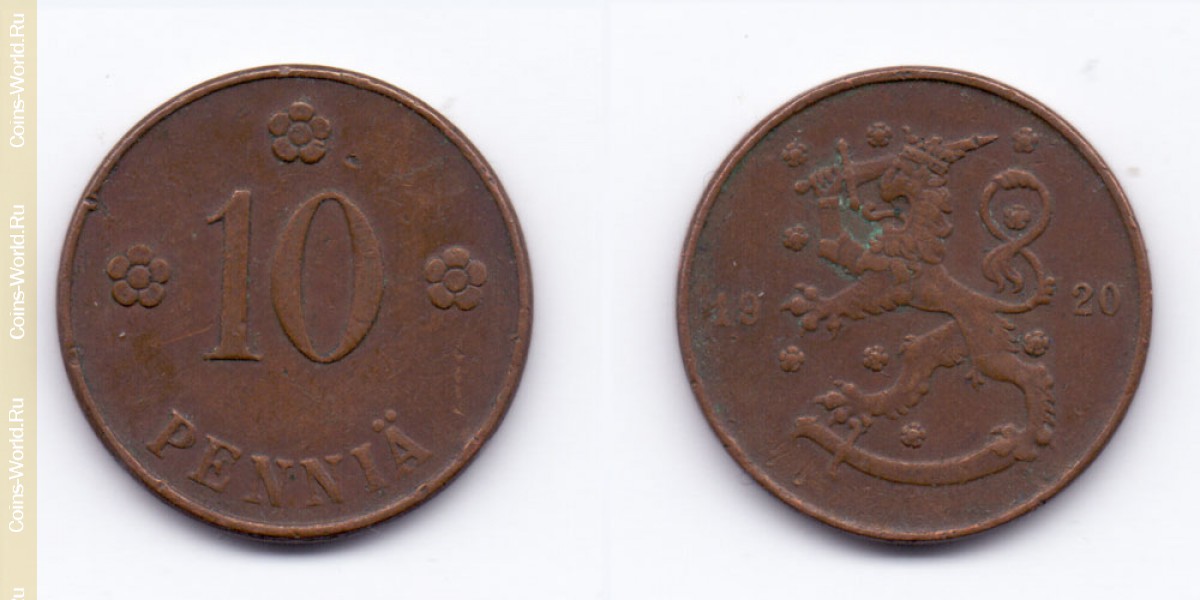 10 penniä 1920 Finland