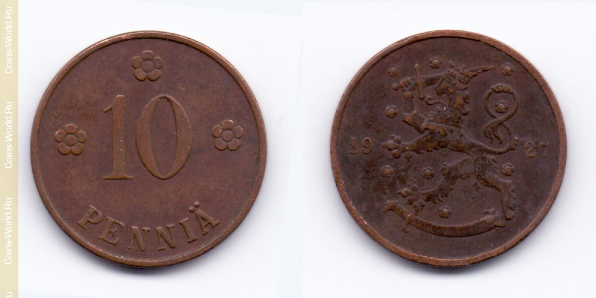10 penniä, de 1927, Finlandia