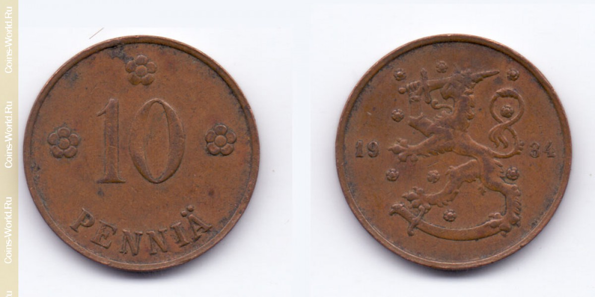 10 пенни 1934 года Финляндия