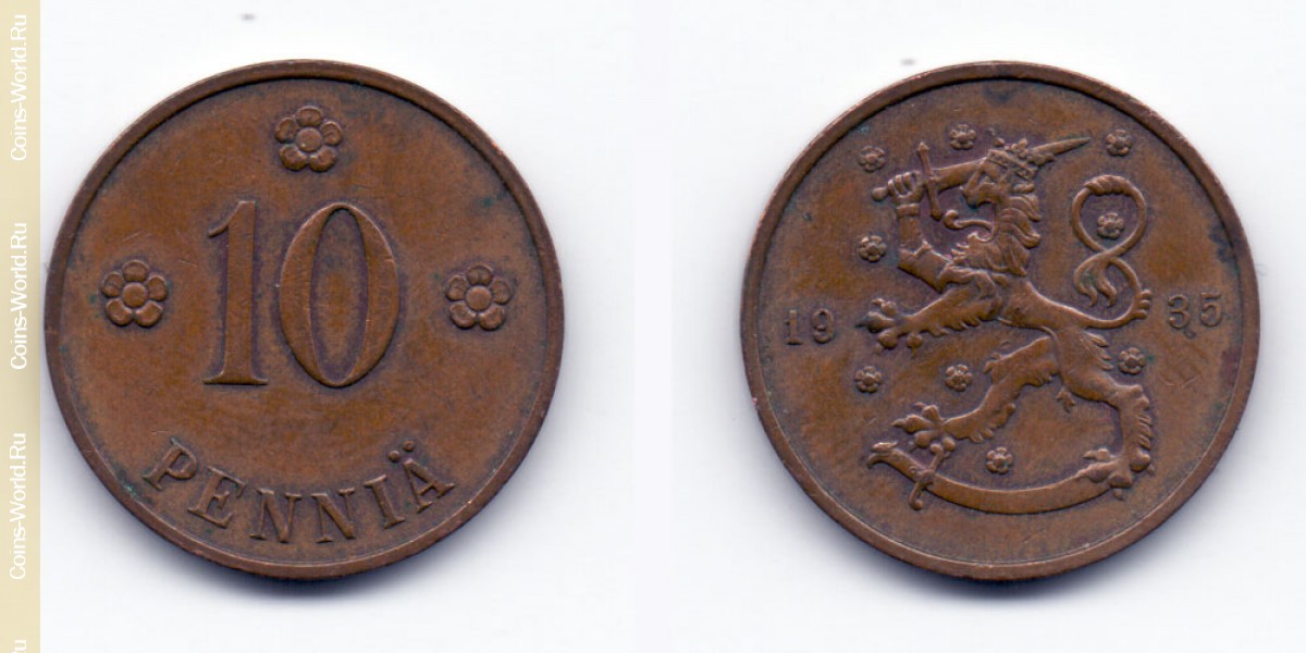 10 пенни 1935 года Финляндия