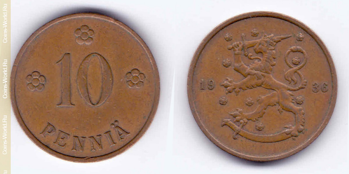 10 penniä 1936 Finland
