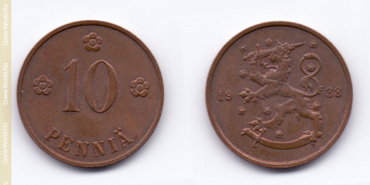 10 penniä 1938 Finland