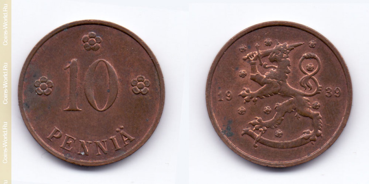 10 пенни 1939 года Финляндия