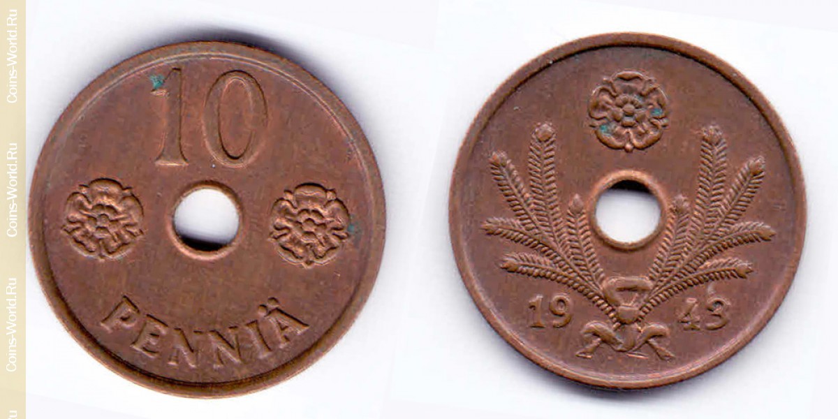 10 пенни 1943 года Финляндия