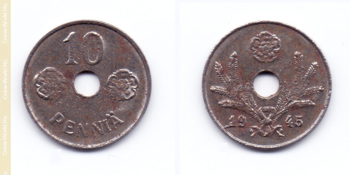 10 penniä 1945 Finland