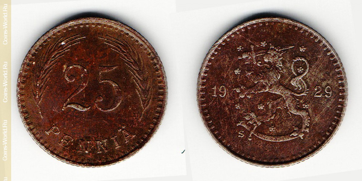 25 пенни 1929 года Финляндия