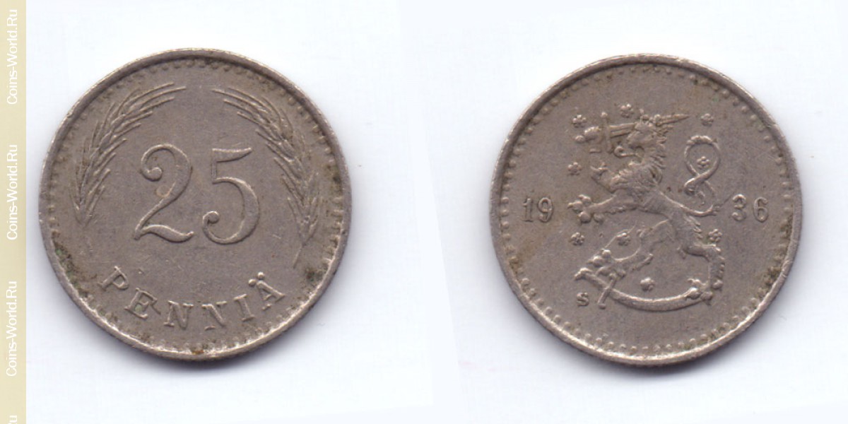 25 пенни 1936 года Финляндия