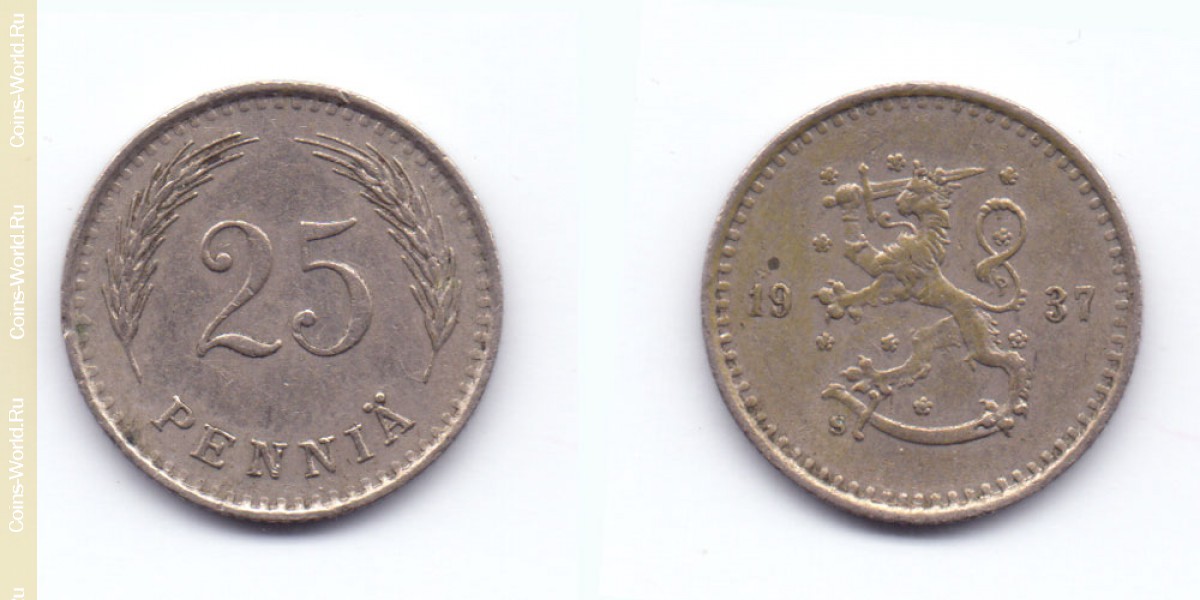25 пенни 1937 года Финляндия