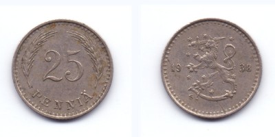 25 penniä 1938