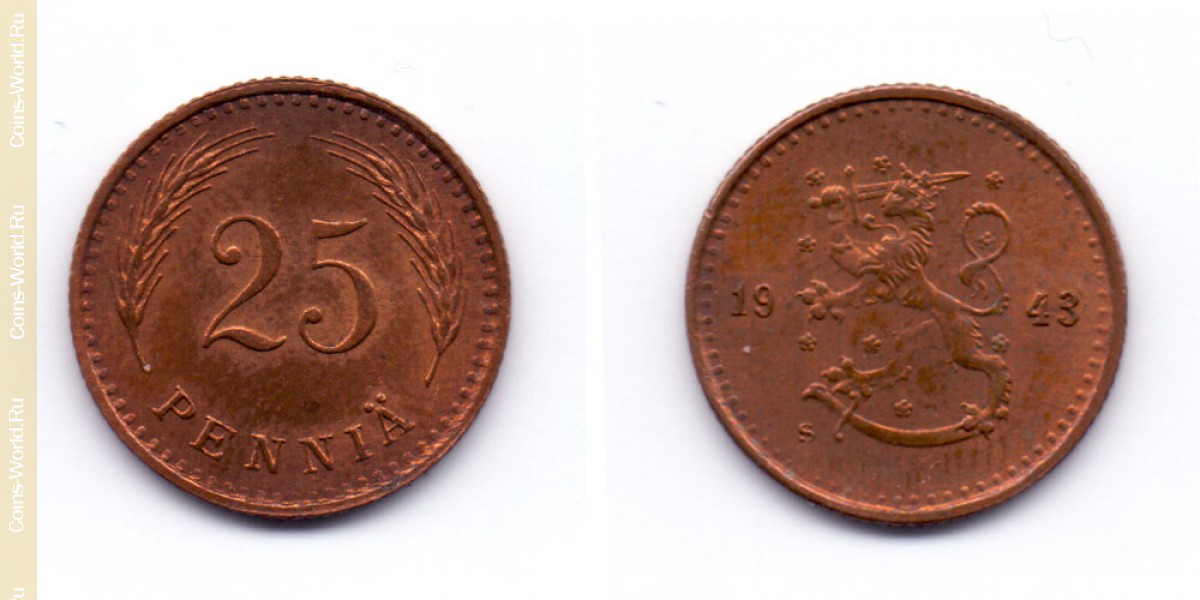 25 пенни 1943 года Финляндия