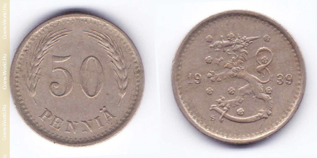 50 пенни 1939 года  Финляндия