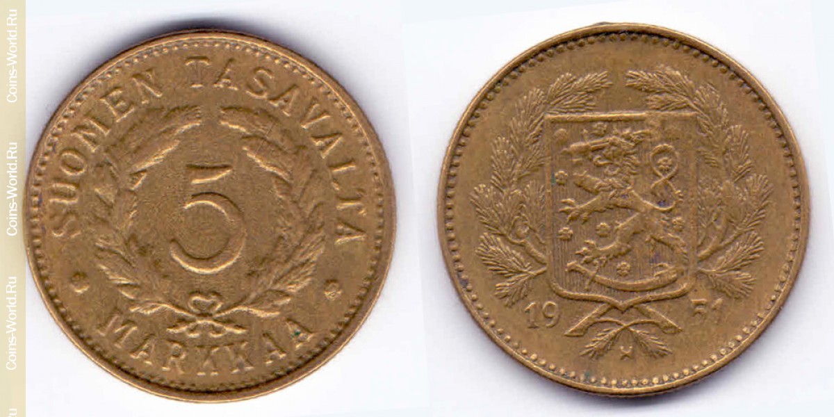 5 марок 1951 года Финляндия