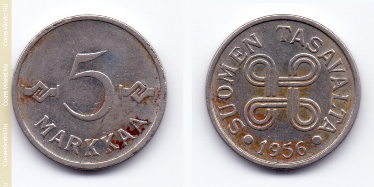 5 markkaa 1956 Finlândia