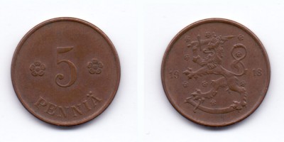 5 penniä 1918