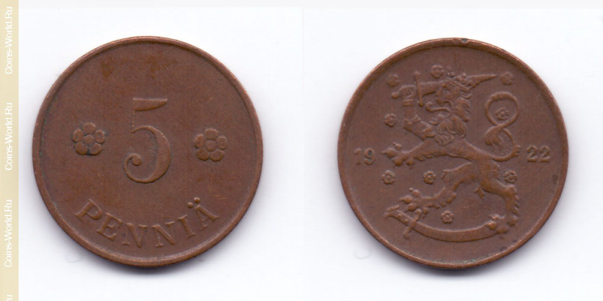 5 penniä 1922 Finlândia