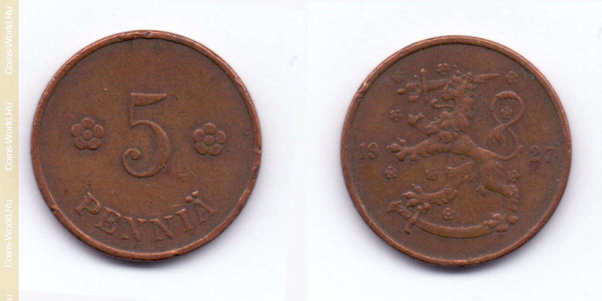 5 пенни 1927 года Финляндия