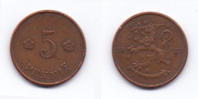 5 penniä 1927