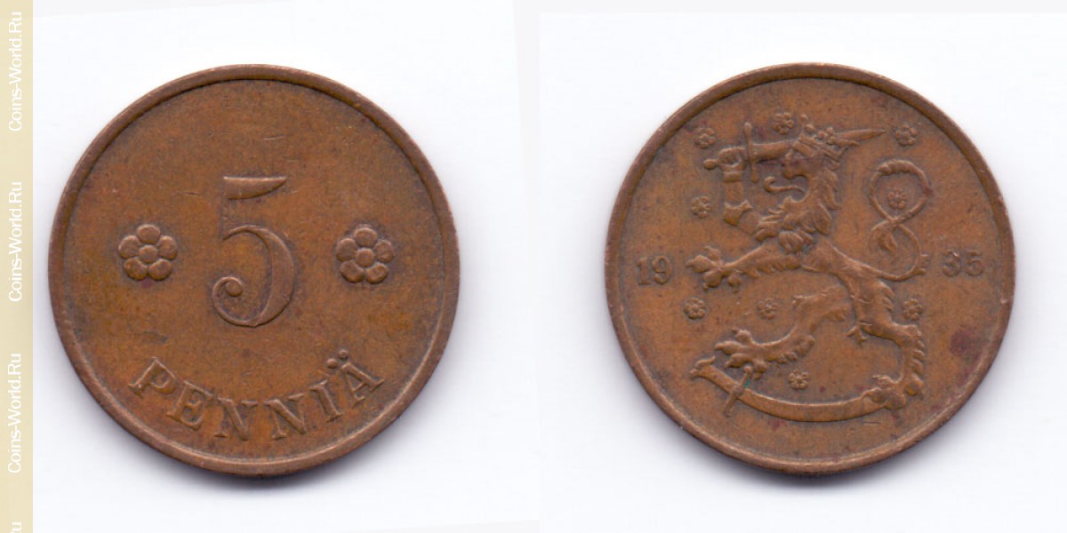 5 penniä 1935 Finland