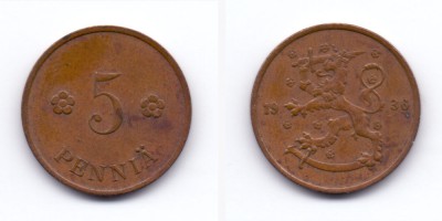 5 penniä 1936