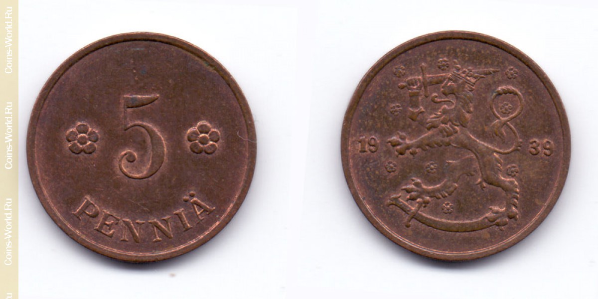 5 penniä 1939, Finlandia