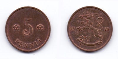 5 penniä 1939