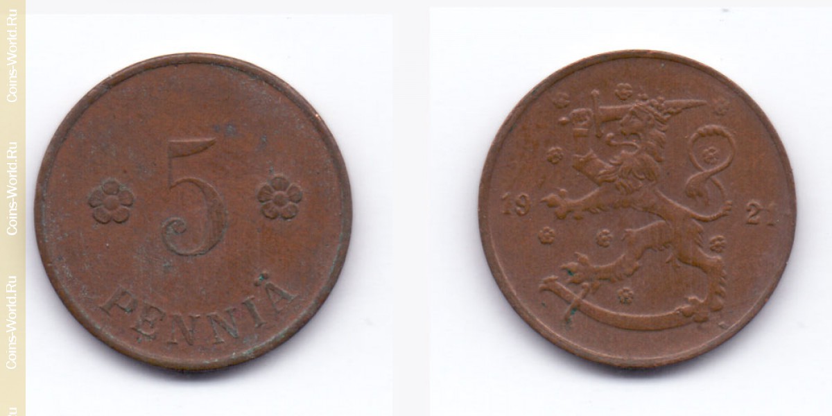 5 penniä 1921, Finlândia