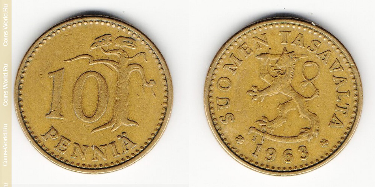 10 пенни 1963 года Финляндия