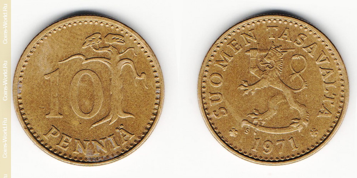 10 penniä 1971 Finland