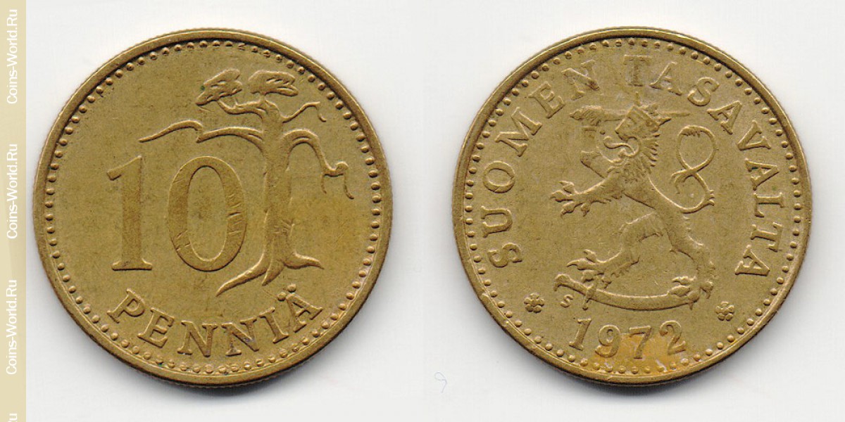 10 penniä 1972 Finland