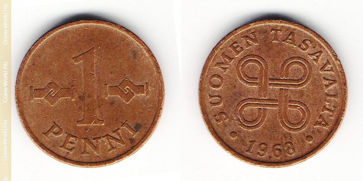 1 пенни 1968 года Финляндия