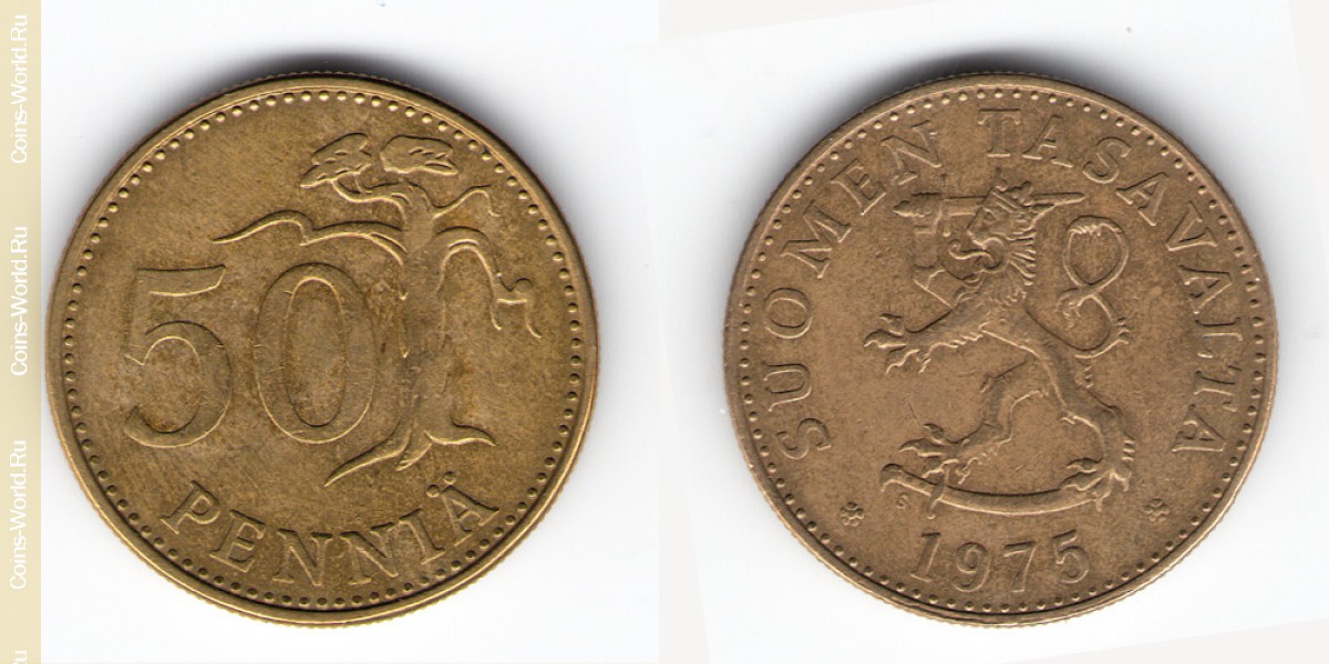 50 пенни 1975 года Финляндия