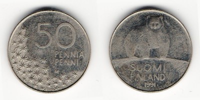 50 пенни 1991 года