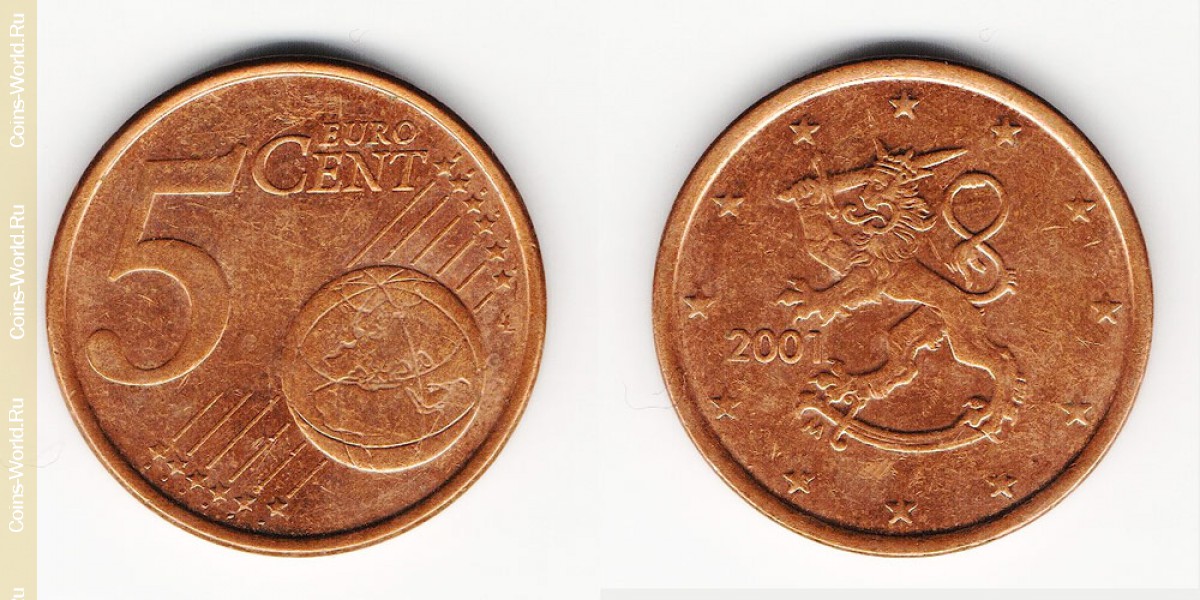 5 penniä de euro de 2001, Finlandia