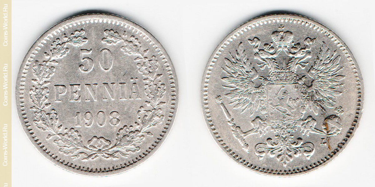 50 penniä 1908 Finlândia